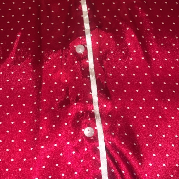 Gilligan & O’ Malley Vintage Red “Silk” w/ White Dots Pajama Top Sz Large - Picture 4 of 7